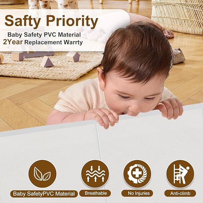 100 inch Retractable Baby Gates 34 inch Tall, Retractable Gate with Reinforced Strip Design to Prevent Crawling Through, 8 FT Extra Wide Retractable Dog Gate for Indoor/Outdoor
