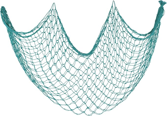 Decorative Fishing Net 80x40 Inch,Patioland Large Aqua Picture Fish Net, Wall Photo Hanging Fishnet for Nautical Mermaid Pirate Ocean Themed Hawaii Beach Under The Sea Party Decorations (1PCS)
