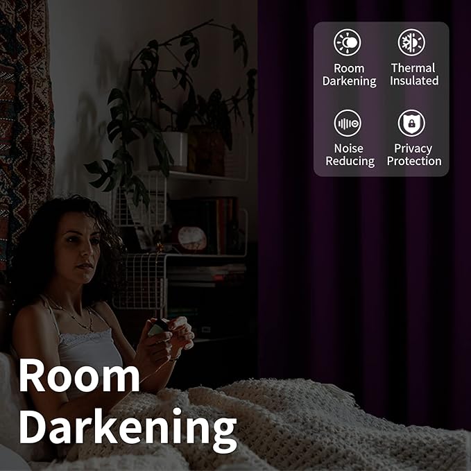 BGment Purple Sliding Door Curtain 120 Inch Long - Wide Room Darkening Room Divider Curtain for Bedroom Privacy Themral Insulated Grommet Room Separator Drape, 1 Panel, 100 X 120