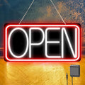 22" X 11" Led Neon Open Signs for Business, Large Open Signs, Plug In Electric Light Up with ON/OFF Switch, Ultra Bright Open Sign for Bar Salon Coffee Stores Club Hotel (Black Backplate)