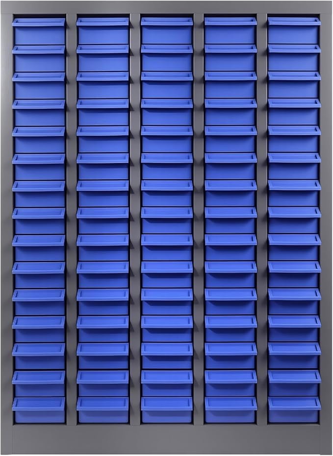 75-Drawer - Nut and Bolt Organizer | Stainless Steel Part Storage Cabinet | Shelves & Labels | Each Drawer 3.9" D x 7.8W x 2" H | Durable Hardware Storage for Small Parts/Tool (Classroom, Home)