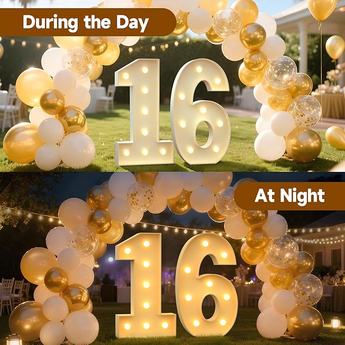 Mixifox 3FT Marquee Numbers 16, Large Light up Number 16 for Birthday Party Supplies, Sign, Backdrop, Happy 16th Birthday Decorations for Sweet 16 Years Old
