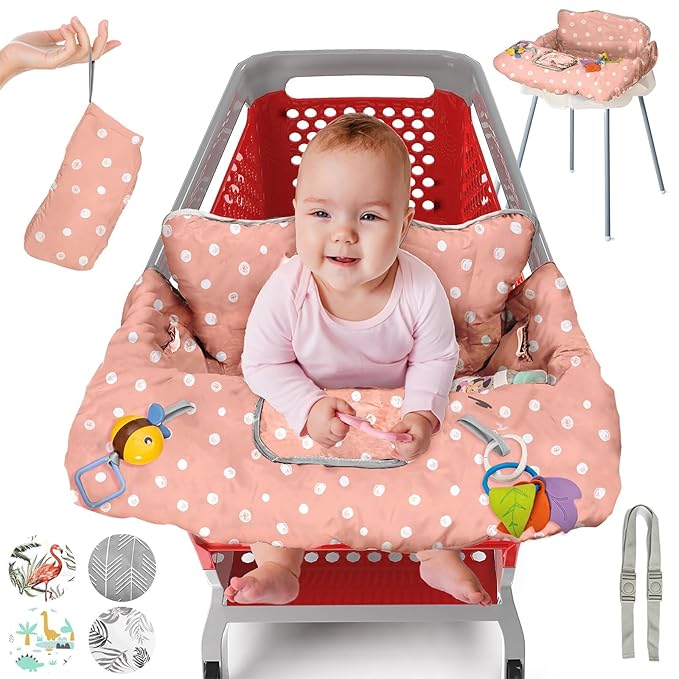 PILLANI Shopping Cart Cover for Baby, High Chair Cover for Restaurant Seat - Grocery Cart Cover for Baby Girl and Boy, Comfortable Cotton Buggy Covers for Babies - Padded Toddler Shopping Cart Cover