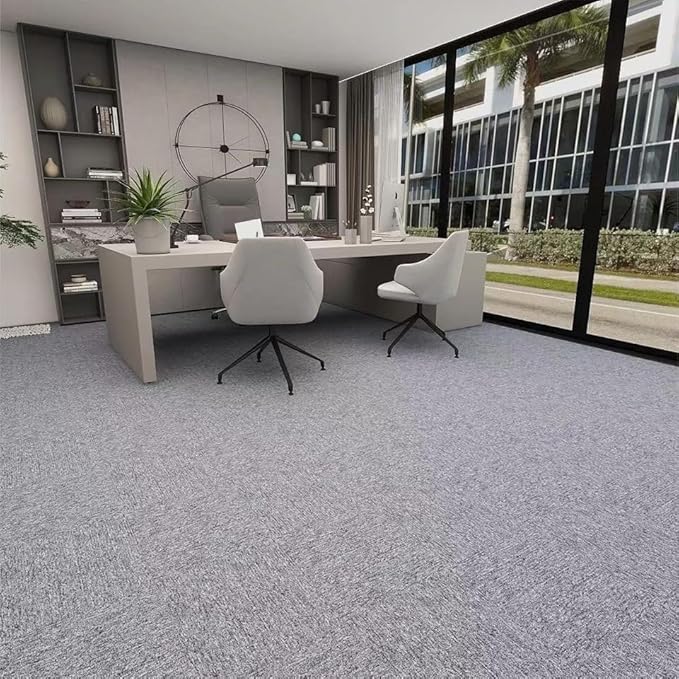 Carpet Tile 24” X 24” Self Adhesive Carpet Floor Tiles Anti-Slip Reusable Carpet Squares Peel and Stick Carpet Floor Tile Easy Install DIY for Bedroom Living Room (21, Light Gray)