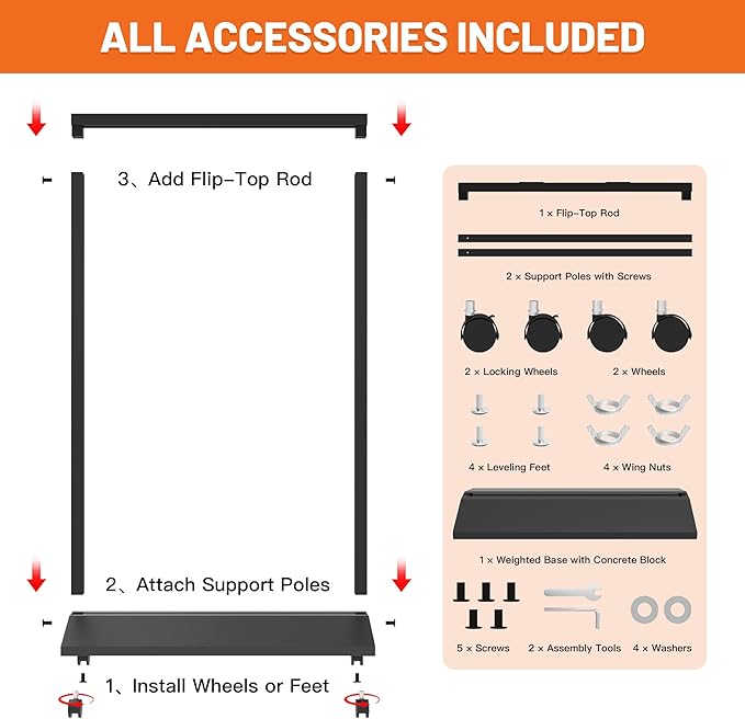 Heavy Duty Rolling Sidewalk Sign 24x36 Inch - Double-Sided Sandwich Board Poster Stand with Wheels, Slide-in Floor Standing Sign Holder Stand for Outdoor Business Advertising (Frame only)