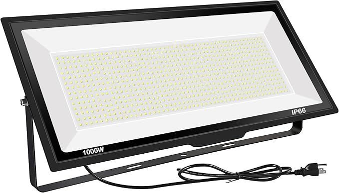 1000W LED Flood Lights,4200 watt Equivalent 98000LM Super Bright Outdoor LED Arena Lights 85-265V IP66 Waterproof 6000K Daylight Commercial Lighting for Stadium, Backyard, Parking Lots etc