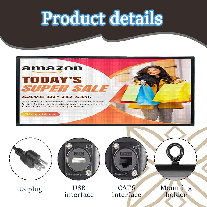 Outdoor Full Color Led Sign WIFI And USB Programmable Led Sign With High Resolution Scrolling Texts, Colorful images and videos LED Advertising Board For Shop (40‘’x17'')