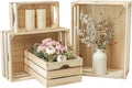 Large Wooden Crates Unfinished Set of 4 Storage Crates, Decorative Wood Storage Crate for Display Rustic, Nesting Wooden Container Boxes Made from 100% Wood