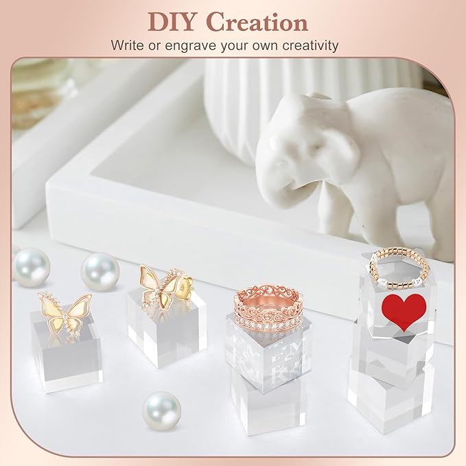 Acrylic Base 10 Pieces Acrylic Blocks for Display 1 X 1 X 1 Inch Square Riser Display Stands Trophy Base Pedestal Stands Clear Cube for Trophy Jewelry Props Food Party Crafts