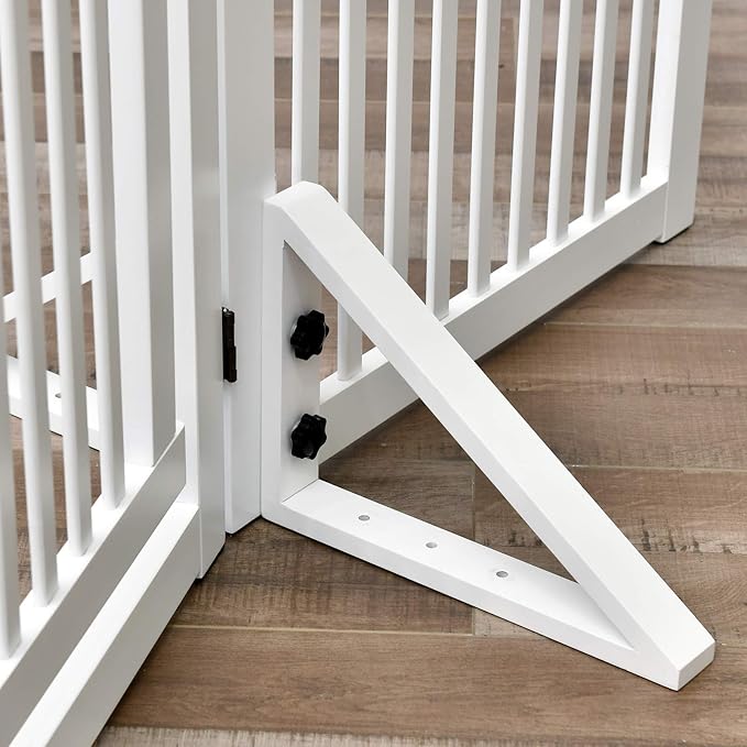 WELLAND Triangle Support Feet Set of 2 for 360 Degree Configurable Gate Collection, Solid Pine Wood, Easy to Install, 2 Pairs of Safety Fence Feet for Freestanding Pet Gates, White (Only Feet)