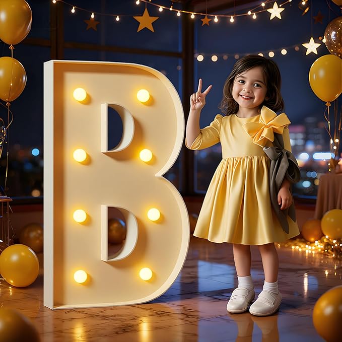 Marquee Letters 3 Feet Tall Large Light Up Letters B Birthday Engagement Party Decor Yellow Light Birthday Decorations Balloon Arch Kit Foam Sign B