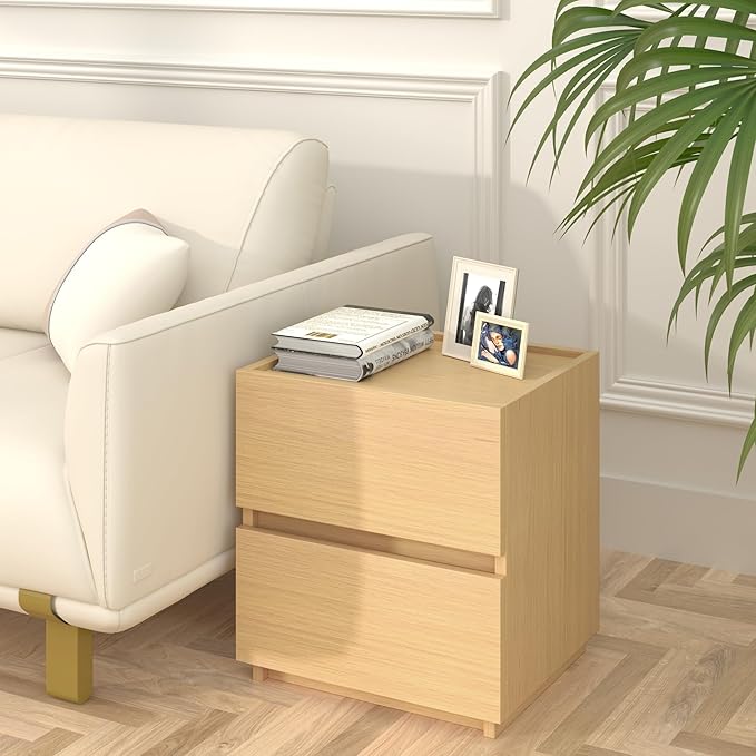 furtble Stackable 2-Drawer Dresser, Multi-Purpose Storage Closet Cube for Bedroom, Storage Cabinet for Entryway, Nightstand Sofa Beside Table Drawer Chest, 15.8 in, Oak