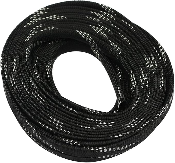 30ft PET Expandable Sleeving Wire Cable Sleeve (1/4", Silver&Black)