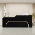 Modern Reception Desk with Counter Front Reception Table with Hidden LED Lighting Commercial Receptionist Desk Black Checkout Counter Fully Assembled and Ready to Use 94inch