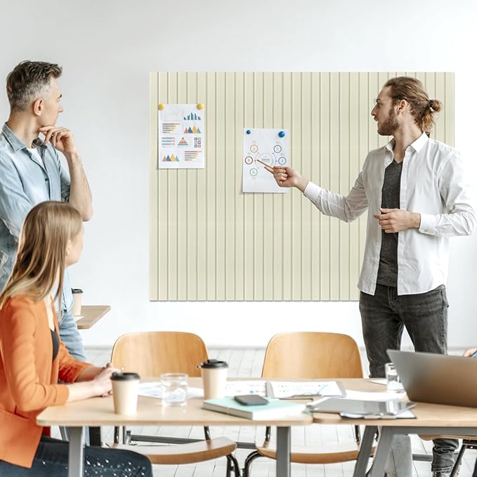 Large Felt Bulletin Board 35x47 Inch, 12pcs Peel and Stick Felt Wall Tiles Modern Push Pin Board for Wall Organization