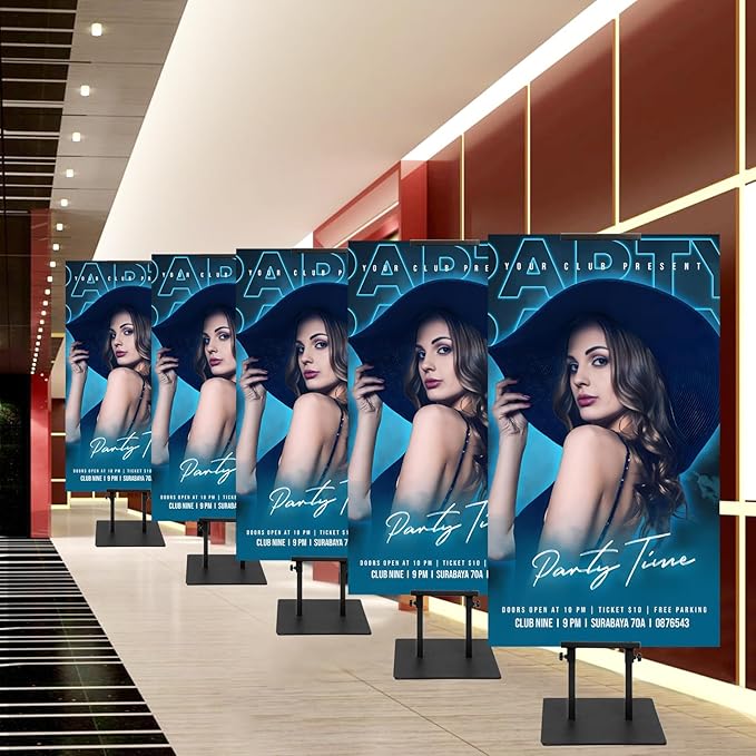 Poster Stand Heavy Duty - 4 Pack Double Sided Poster Board Stand with Base Adjustable Poster Stands for Display Banner Foam Free Standing Pedestal Sign Holder Floor Stand Outdoor Black