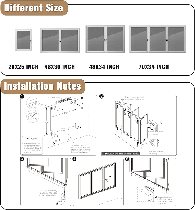 Mifuro 70"x34" Enclosed Bulletin Board, Outdoor Lockable Weather-Resistant Aluminum Cork Noticeboard for School & Office, Silver Frame w/Grey Flet
