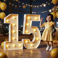 Marquee Numbers 3 Feet Tall Large Light Up Numbers 15th Birthday Decorations Big Yellow Light Outdoor Anniversary Decorations Balloon Arch Kit Party Backdrop 15