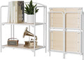 Crofy No Assembly Folding Bookshelf for Living Room, 2 Tier White Collapsible Book Shelf for Home Office, Portable Bookcase Storage Organizer