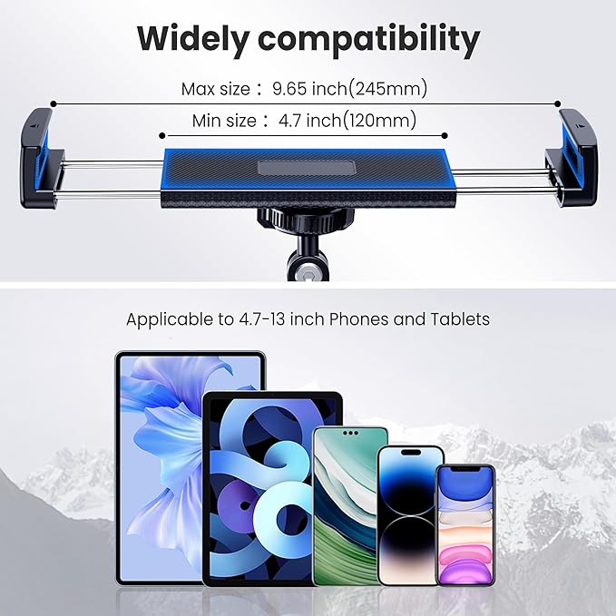 Extended Version Tablet Wall Mount Holder, 15" Aluminium Wall Mount for IPad with 360° Adjustable Rotating Base for iPad Pro Air Mini, Galaxy Tab, All 4.7-13" Phones and Tablets (Long Style)