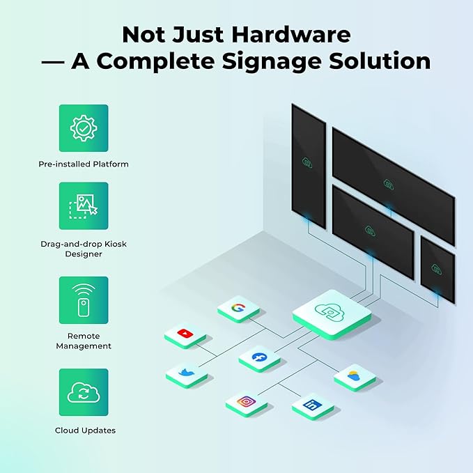 OptiSigns OptiKiosk 32 – Digital Signage Kiosk with 32” Touchscreen, Full HD Display, Preloaded Software for Remote Management, Subscription Required (Wall Mount)
