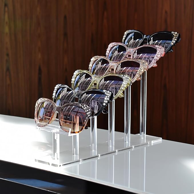 MOOCA 6 Tier Premium Acrylic Eyeglass Holder Stand, Sunglasses Orgaznizer, Sunglass Holder, Eyeglass Display, Eyewear Rack, Glass Display