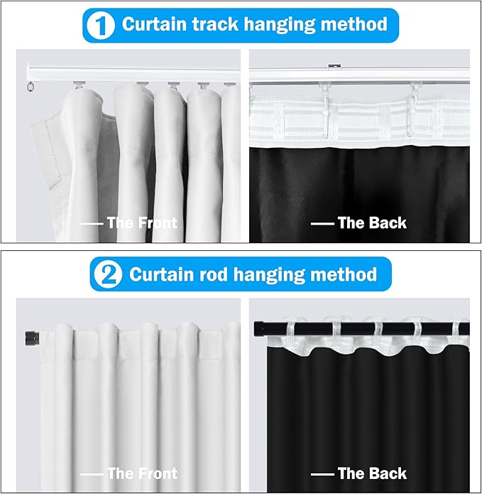 Room Divider Curtains Total Blackout Privacy Curtain Panel Room Thermal Insulated Noise Reduction Curtains for Bedroom Window Living Room Ceiling Track Curtain W 12.5 ft × H 8ft White