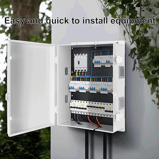 Outdoor Electrical Junction Box, ABS Water Resistant Enclosure with Internal Mounting Panel & Hinged Cover (18.1" H* 12.6" L* 4.3" W)