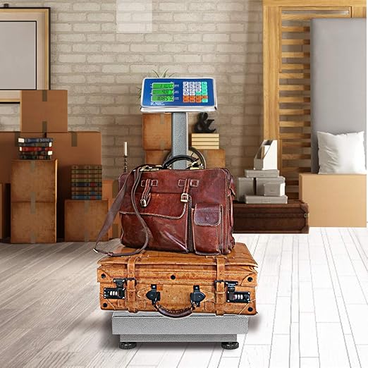 Giantex 660lbs Weight Computing Digital Scale Floor Platform Scale for Weighing Luggage Package Shipping Mailing Postal Scale with Accurate LB/KG Price Calculator, High-Definition Display (Silver)