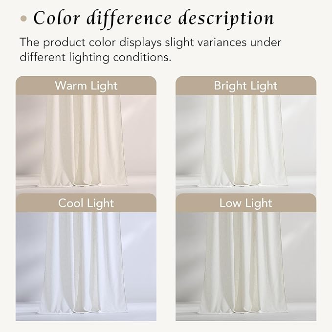 NICETOWN Thick Linen Curtains 84 Inches Long for Living Room 2 Panels Set, Back Tab/Rod Pocket with Pleat Tape Privacy Added Window Curtains for Farmhouse/Bedroom, Vanilla, W55 x L84