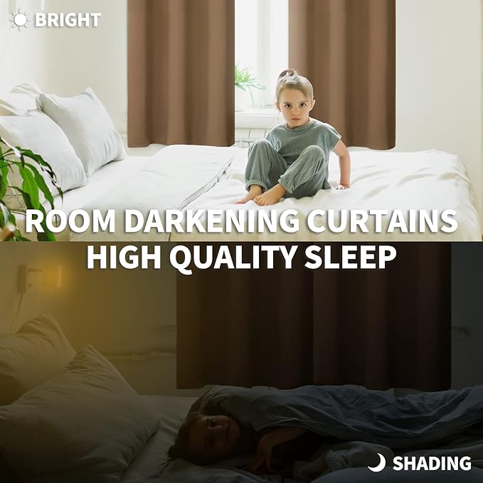BGment Blackout Curtains for Living Room - Grommet Thermal Insulated Room Darkening Curtains for Bedroom, 2 Panels of 52 x 54 Inch, Taupe