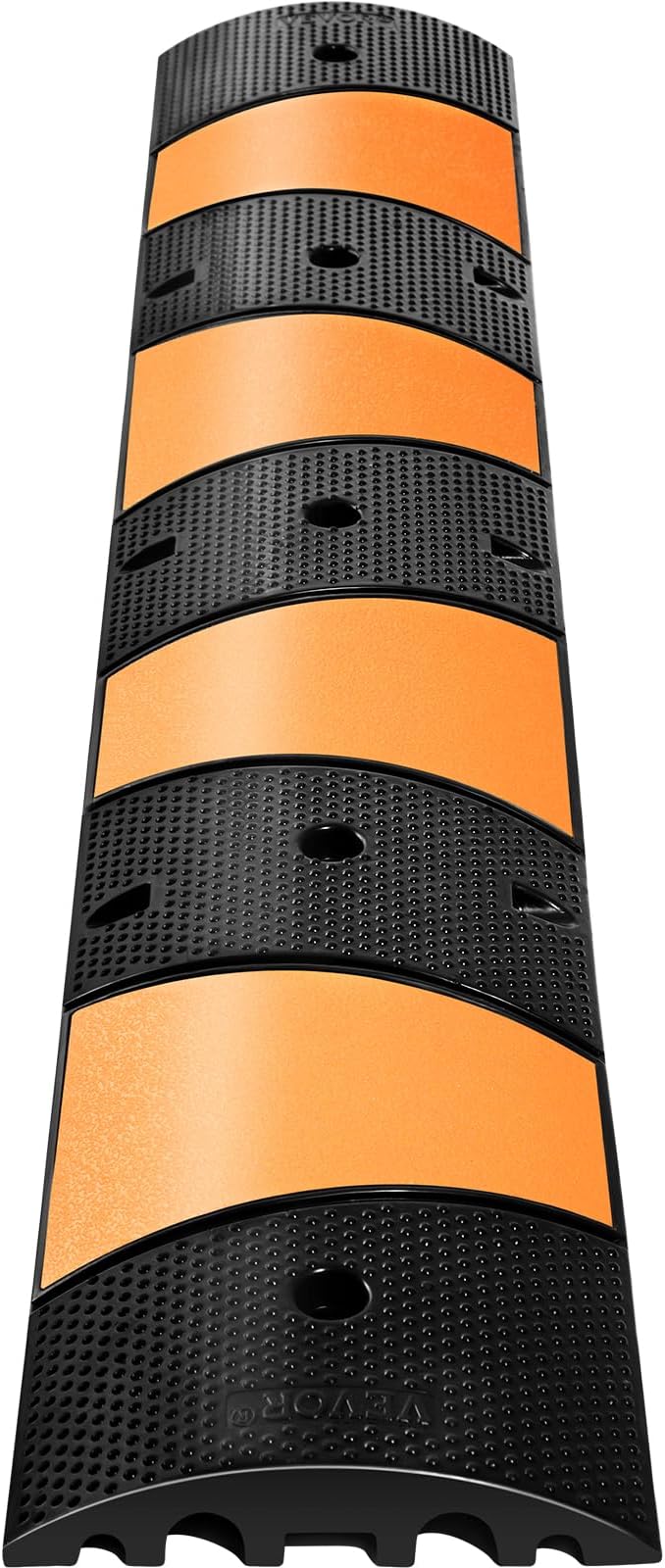 VEVOR Rubber Speed Bump, 1 Pack 2 Channel Speed Bump Hump, 72.8" Long Modular Speed Bump Rated 22000 LBS Load Capacity, 72.8 x 12.2 x 2.2 Garage Speed Bump for Asphalt Concrete Gravel Driveway-6 FT