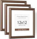 Natural Walnut 12x12 Picture Frames Mat to 8x8 Picture Display Set of 3,Original Wood Handcrafted 12x12 Poster Frame with Tempered Glass Graduation Family Wedding Certificate Photo Wall Mounted