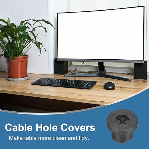 uxcell 6Pcs Cable Cord Grommet, 3/8"(10mm) Rubber Desk Grommets Wire Pass Through Hole Cover with Marked Cable Ties for Home Office Cable Wire Protection, Black