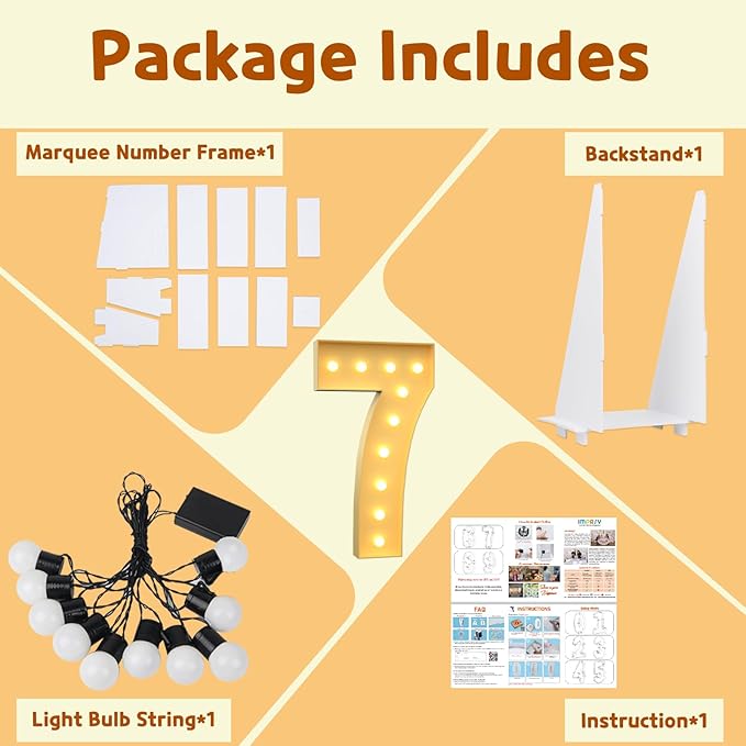 imprsv 4FT Light Up Numbers Letters, Marquee Numbers for 70th Birthday Decorations Anniversary Party Decor, Mosaic Numbers for Balloons Numbers 7, Pre-Cut Foam Board Kit