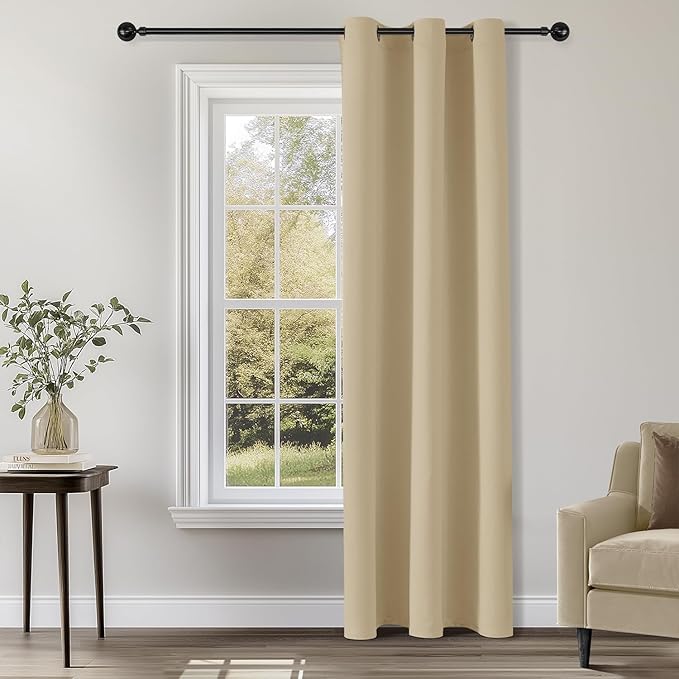 ChrisDowa Blackout Curtains 78 inches Long for Bedroom - Grommet Thermal Insulated Room Darkening Curtains for Living Room (1 Panel, Biscotti Beige, 42 x 78 Inch)