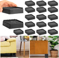 Bed Risers 1 inch, 2 inch, 3 inch, 4 inch Heavy Duty, Adjustable Furniture Riser for Table Desk Couch Sofa Chair Recliner Leg Frame Dorm, Stackable Bed Raisers Blocks (Black 16 Pack, 1 inch)