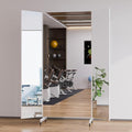 Full Length Stand Up Mirror on Wheels,63''×67'',Large Tri-Fold Floor Mirror with Stand,Movable 3-Way Full Length Standing Mirror for Gym, Dance Studio, Fitness Room, and Home (White)