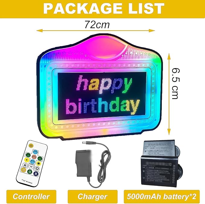 LED Letter Bottle Presenter, VIP Bottle Service Sign Color Display Lights with APP Programmable Scroll Play, Hand Holding Light Box Sign for Party, Bar & Night Club (Programmable)