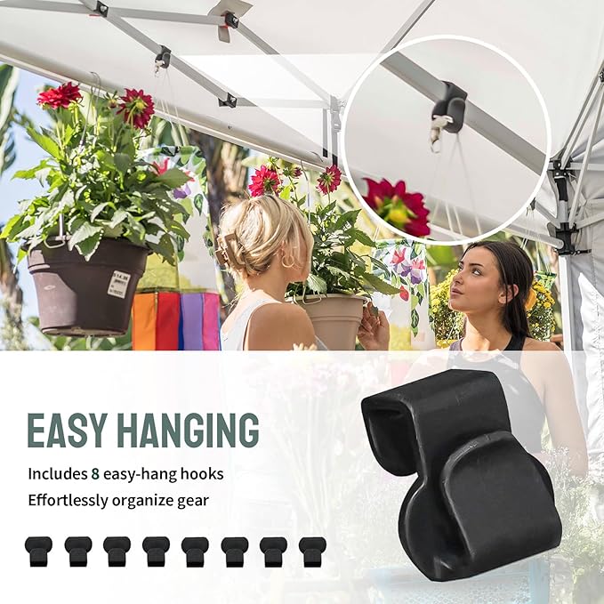 CROWN SHADES Pop Up Canopy Tent, 8x8 Commercial Canopy Tent with 4 Sidewalls, 4" Wheels, 4 Upgraded Weights, Patented Centerlock, 400D Fabric, Sto'N Go Bag, White