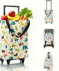 Portable Shopping cart Foldable with Wheels,Folding Shopping Cart Tote Bag Trolley Grocery Carts for Outdoors Reusable Grocery Bags Travel Bag (Beige)