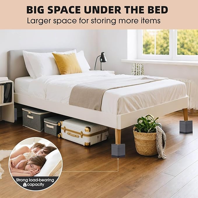 Furniture Risers Bed Risers - Rectangular Adjustable Block Riser for Raising 1.5-3 In. & 4.3 In. Beds, Tables, Sofas, Refrigerators, Washers - Up to 4,000 Pounds (Grey, Three Layers 4.3inches)