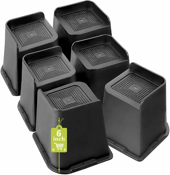 Bed Risers 2 inch, 3 inch, 4 inch, 6 inch, 8 inch Heavy Duty, Oversized Furniture Riser for Couch Sofa Table Chair Leg Frame Dorm, Support up to 6000 Lbs (Black 6 Pack, 6 inch)