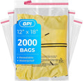 12" x 18" Self Seal Resealable Poly Bags - Case of 2000, Peel & Seal Reclosable Polybags with suffoaction Warning and Adhesive Strip for Packaging & Shipping Clothes, Shirts & More - GPI