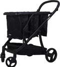 GreenCart Foldable Shopping Cart for Groceries with 3 Reusable Shopping Bags, Easy to Use in Stores, Utility Cart Holds 100lb (Black Frame + 3 Black Baskets)