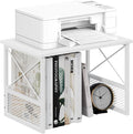 Printer Stand for Desk, Desktop Printer Stand Shelf Organzier for Home Office, for Above and Under Desk, Fax Machine Copier Scanner, White