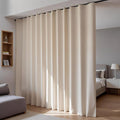 Room Divider Blackout Curtains Flexible Sliding Tracks Sets Ceiling Mounted Rod Window Curtain Privacy Separation for Bedroom Living Rooms,1 Panel Beige Drape and Black Track Set-W180xH72 in