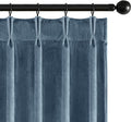 MIULEE Stone Blue Velvet Curtains 90 inches Long, Pinch Pleated Blackout Drapes with Hooks, Thermal Insulated Pinch Pleat Panels for Bedroom Living Room, 2 Panels