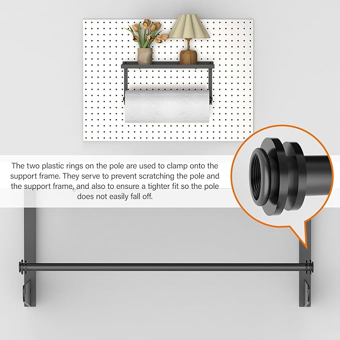 Pegboard Paper Towel Holder with Shelf, Heavy Duty Peg Board Accessory, Metal Pegboard Organizer Accessories for Garage, Workshop, Craft Room