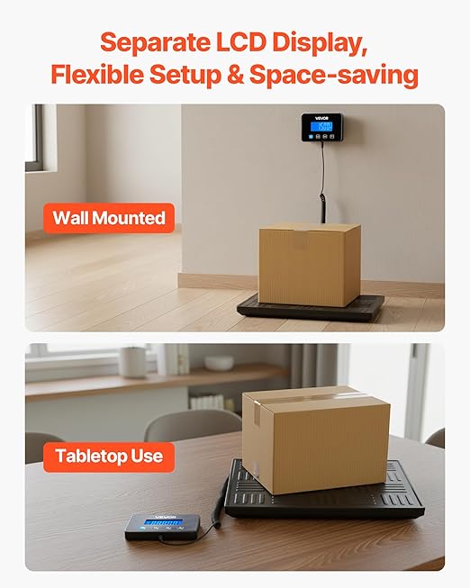 VEVOR Digital Postal Scale, 0.7 oz/3.5 oz Dual Accuracy, 660 lbs Commercial Weight Scale with Hold/Tare Function & LCD Display, Fit for Packages, Postage, Luggage, Battery & Charging Cable Included